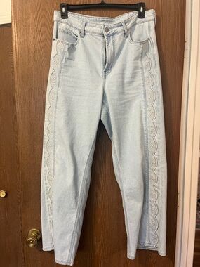 Embroidered Floral Wide Leg Jeans